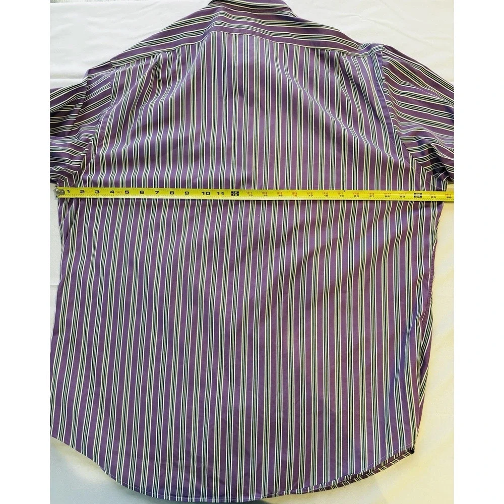 Men's Polo Ralph Lauren Regent Purple Striped Long Sleeve‎ Shirt 36/37 17 1/3